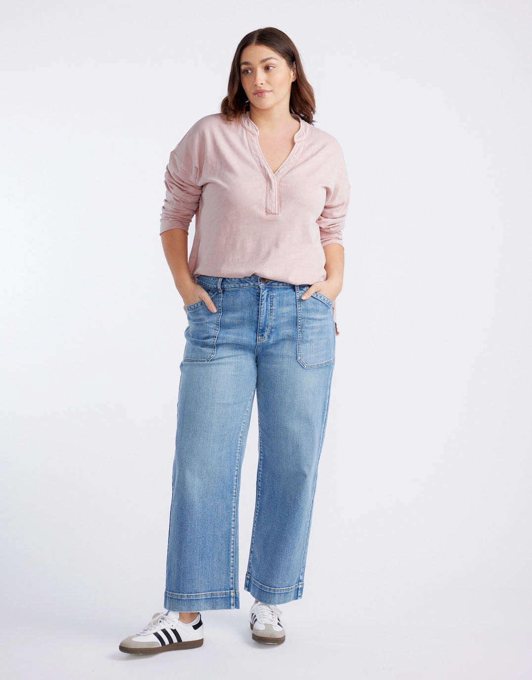 Catalina Wide Leg Jeans - Mid Wash All Round Piece Stretch Comfort