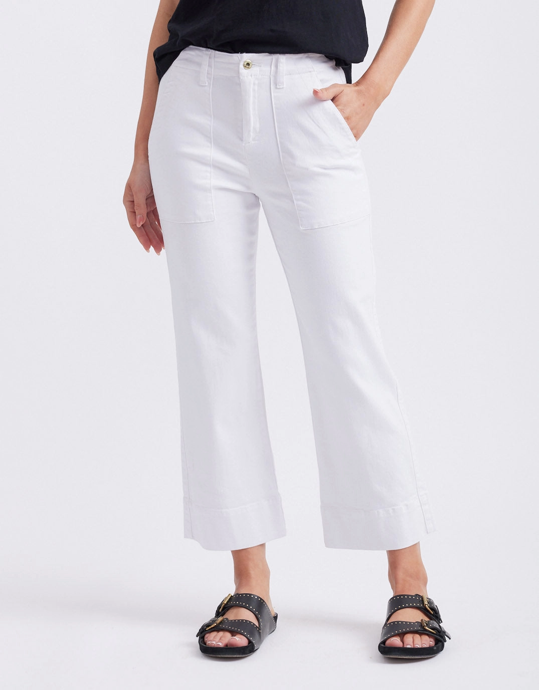 Trendy Evening Stroll Celeste Wide Leg Jeans - Snow White