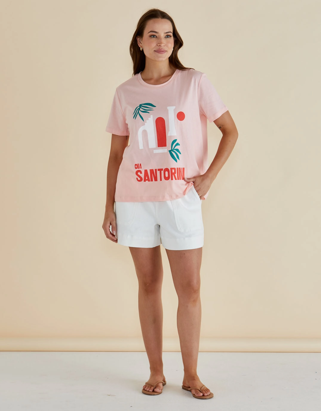 OdorResistant Ellia Crew Tee - Santorini Print Pink