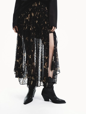 Side Slit Printed Skirt Versatile Outfit Fresh Mood