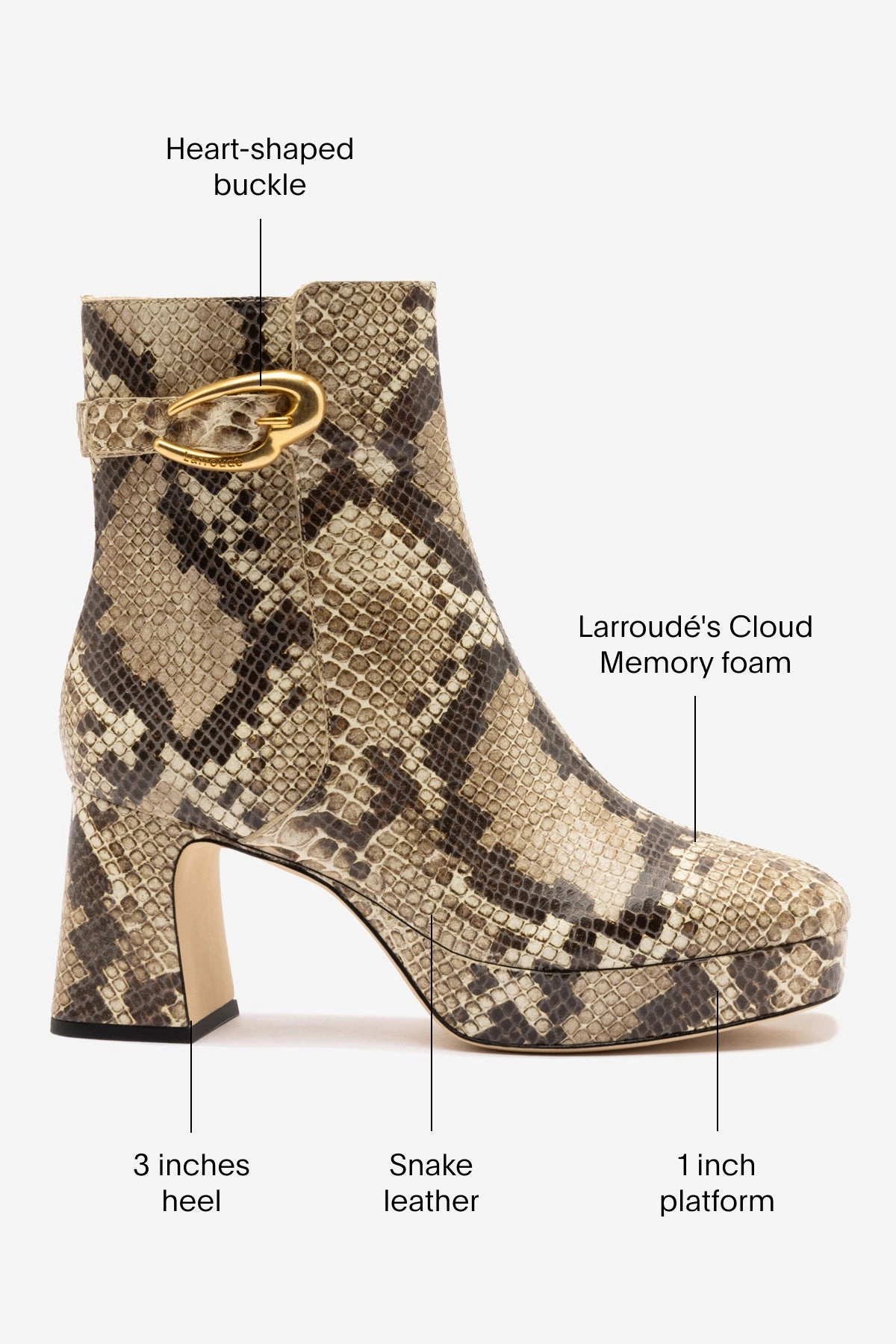 Dolly Verona Low Boot In Neutral Snake Leather Elastic Sides Cushioned Step Winter Walker