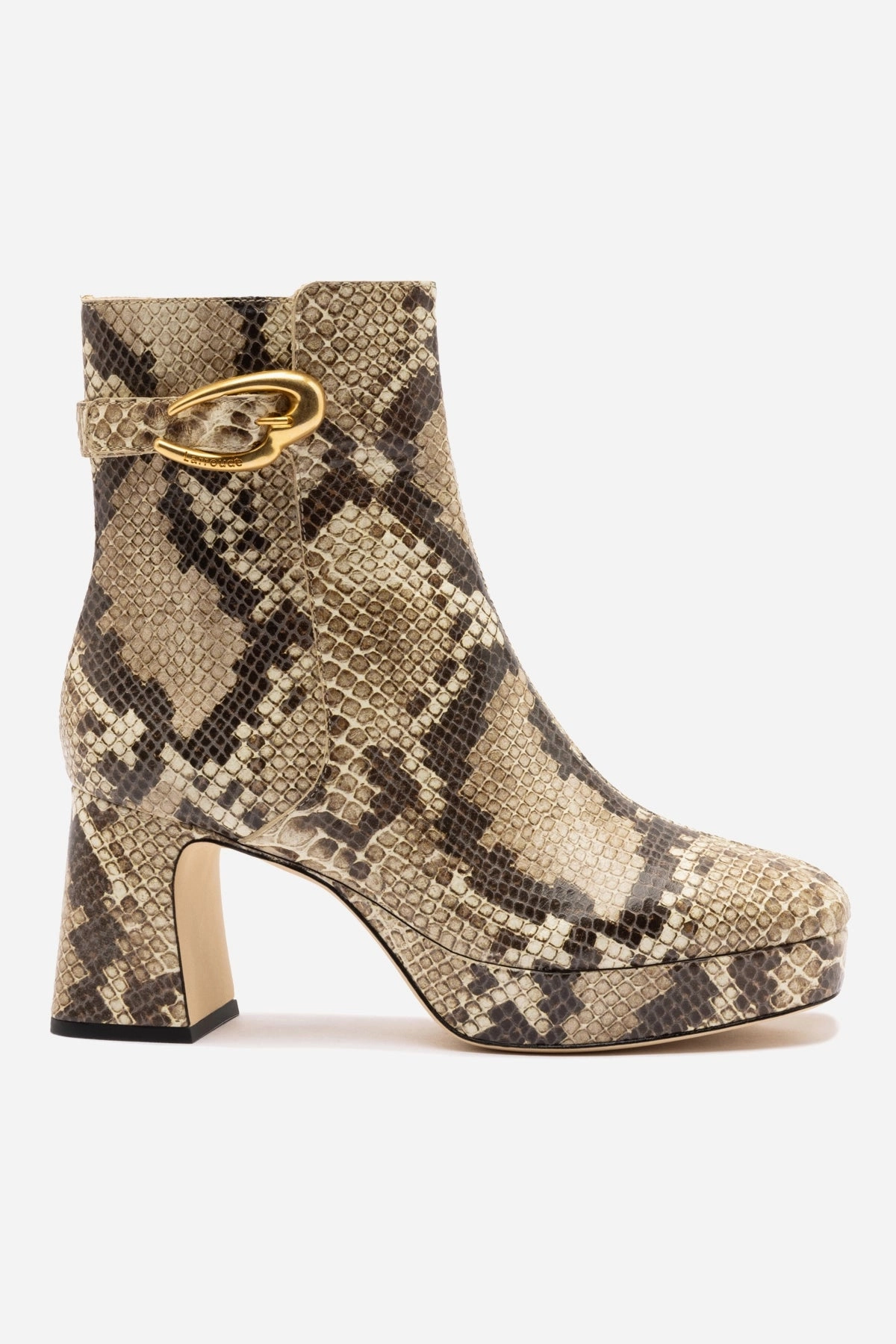 Dolly Verona Low Boot In Neutral Snake Leather Flexible Frame Weather Resistant User Nude Soft