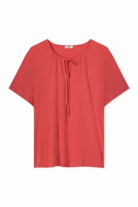 BreathableBack Sporty Sweatshirt Clasine Flared Sleeve Jersey Top - Rose Red