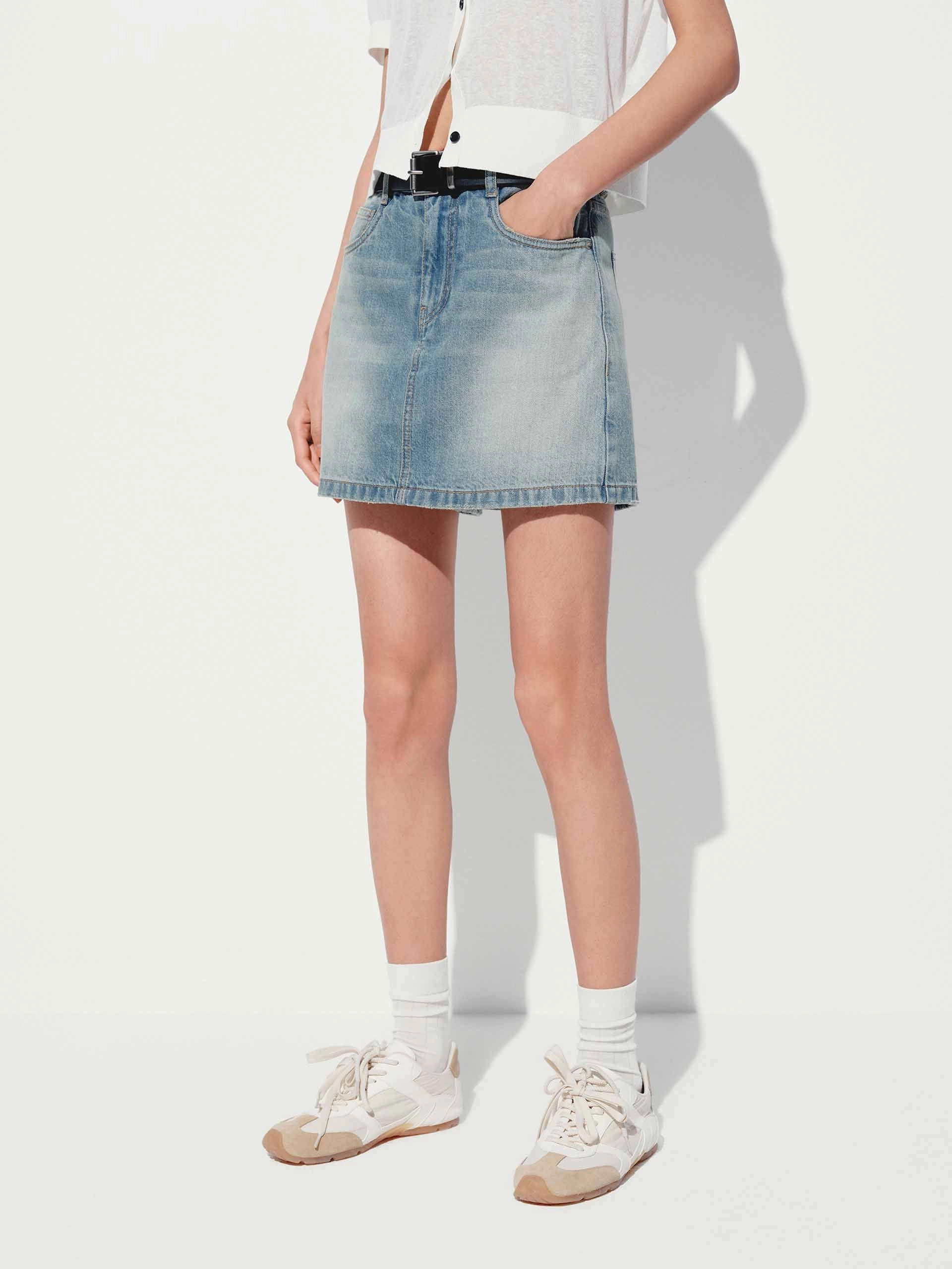 Classic Cotton Denim Skort Roomy Waist