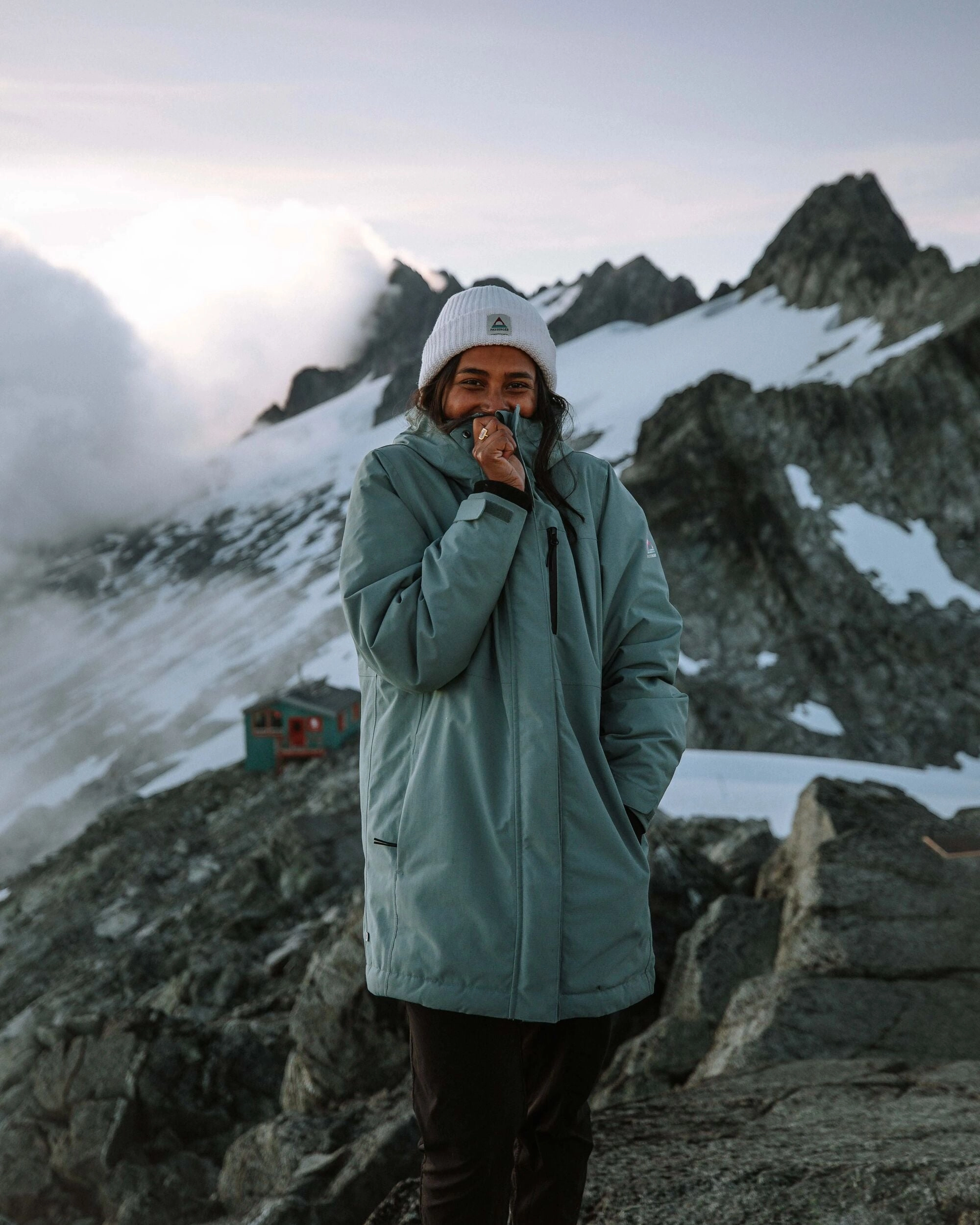 Reinforced Collar Structure Cloudmont Waterproof Down Parka - Stormy Sea