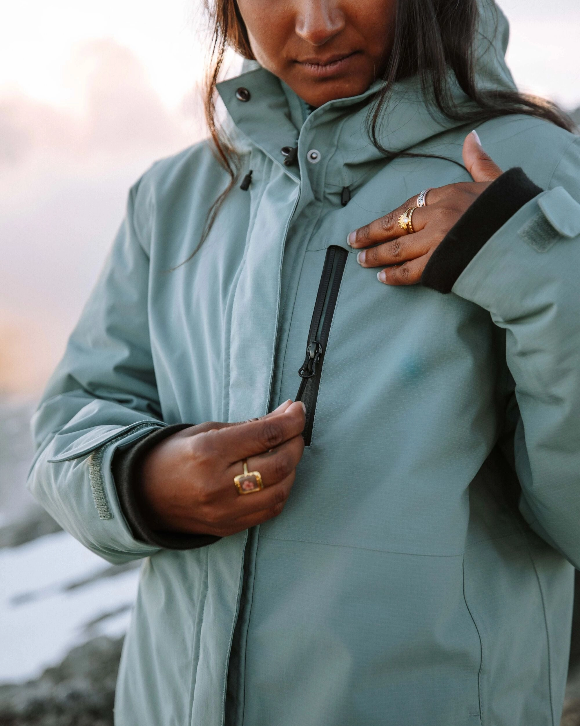 Cloudmont Waterproof Down Parka - Stormy Sea Odor Control Fibers