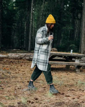 Printed design Autumn Look Cloudy Recycled Sherpa Fleece Shirt - Pistachio Check