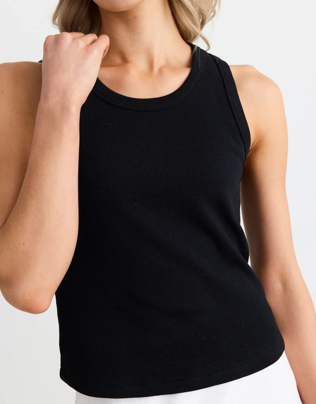 isolation Breathable Mesh Panels Cobble Rib Cutaway Tank - Black
