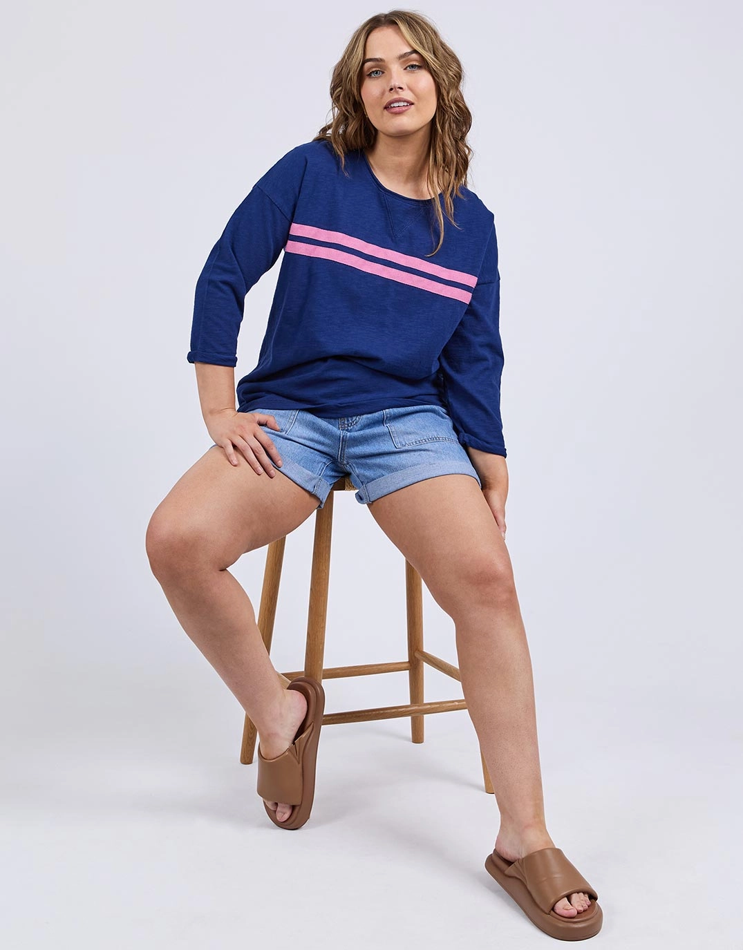 Timeless Style SoftenedTexturedWeave Coco Sweat - Blue Depths