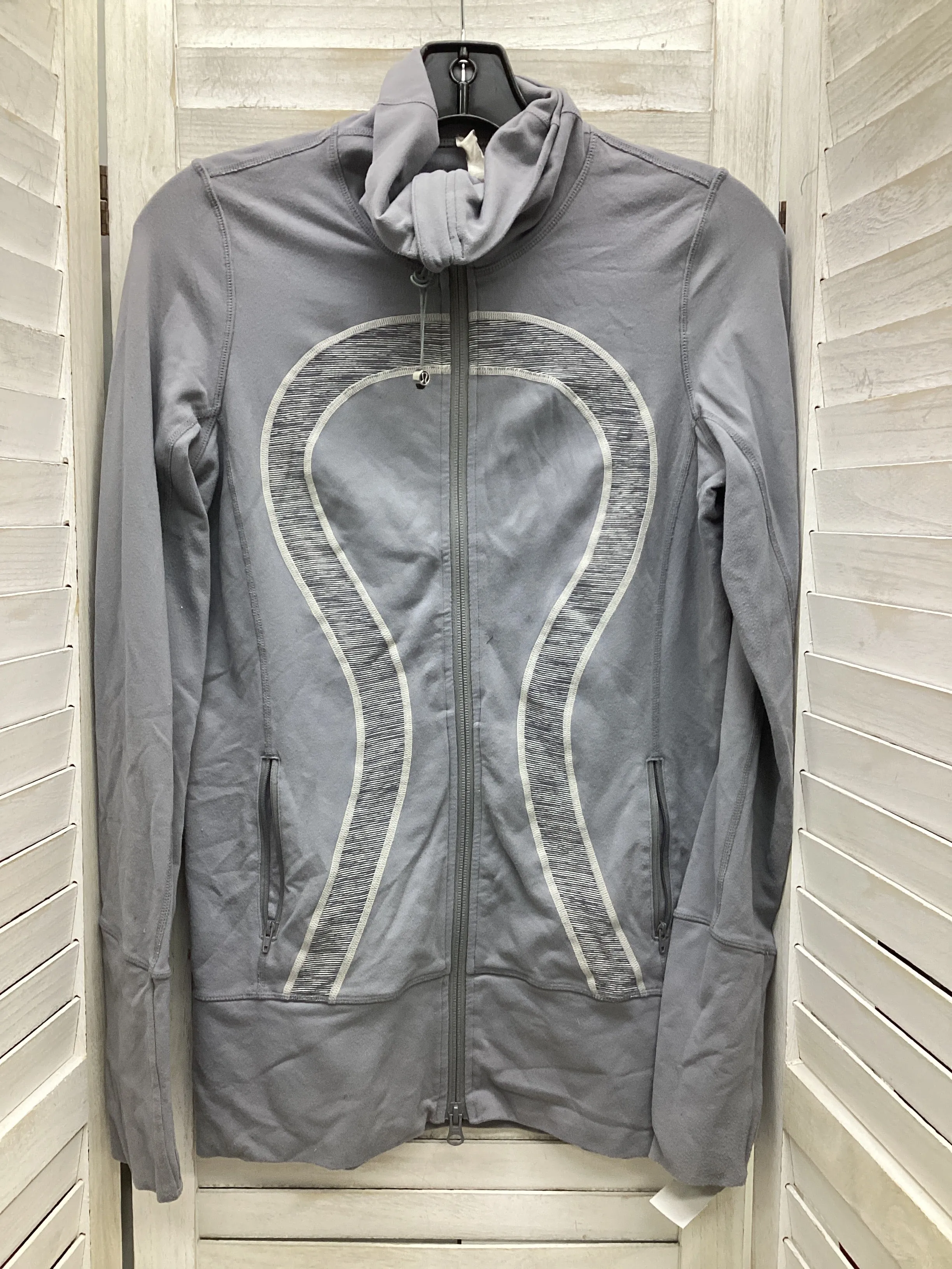 Athletic Jacket By Lululemon In Grey, Size: 6 Recycled Material Blend