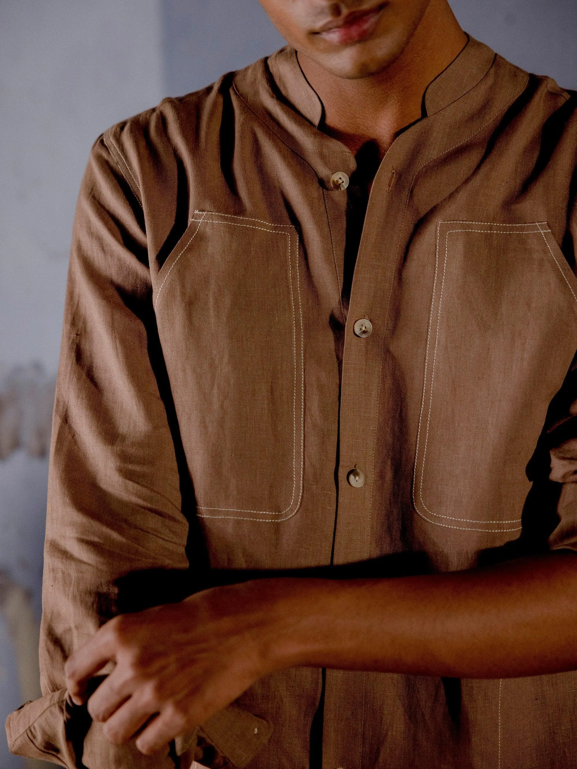 Collarless Shirt Layered Design