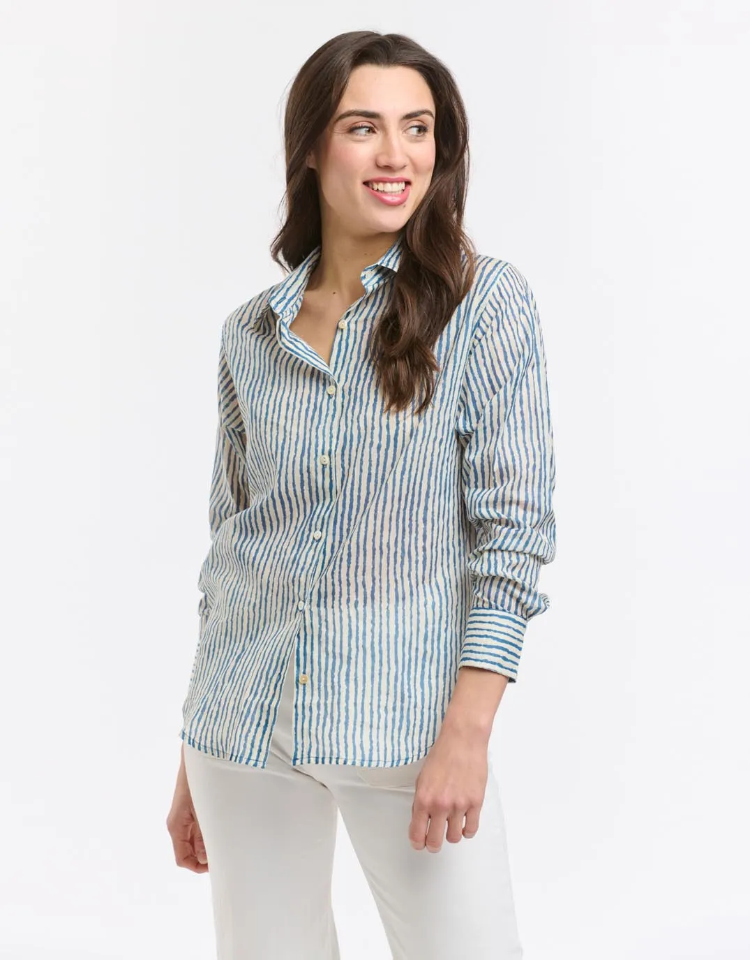 Collins Shirt - Blue Stripe Premium Feel