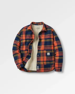 decorative element Flint Organic Cotton Overshirt - Rich Navy/Burnt Orange