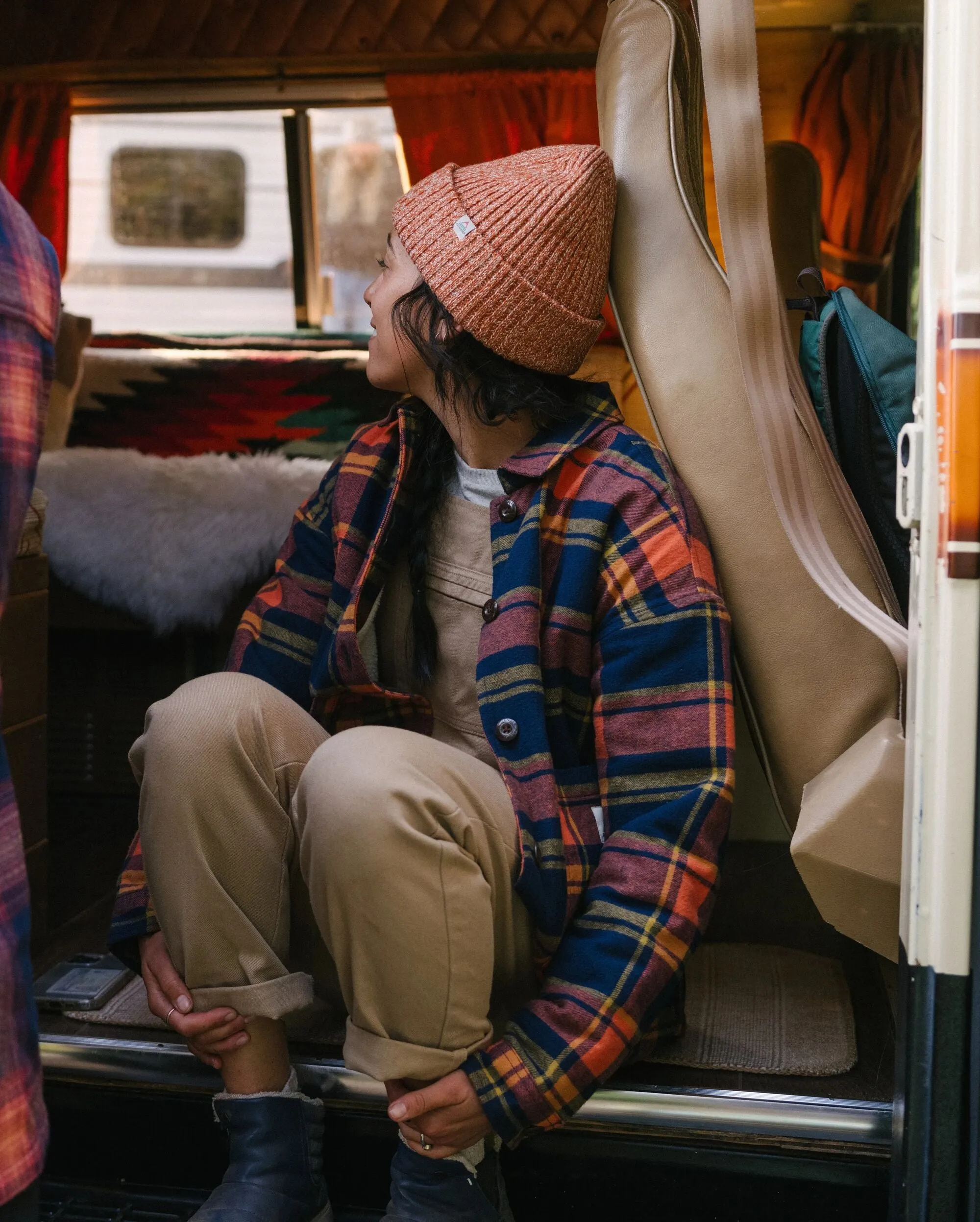 Youthful Style Flint Organic Cotton Overshirt - Rich Navy/Burnt Orange