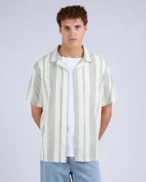 Micro Perforated Texture Capri Ss Shirt Green