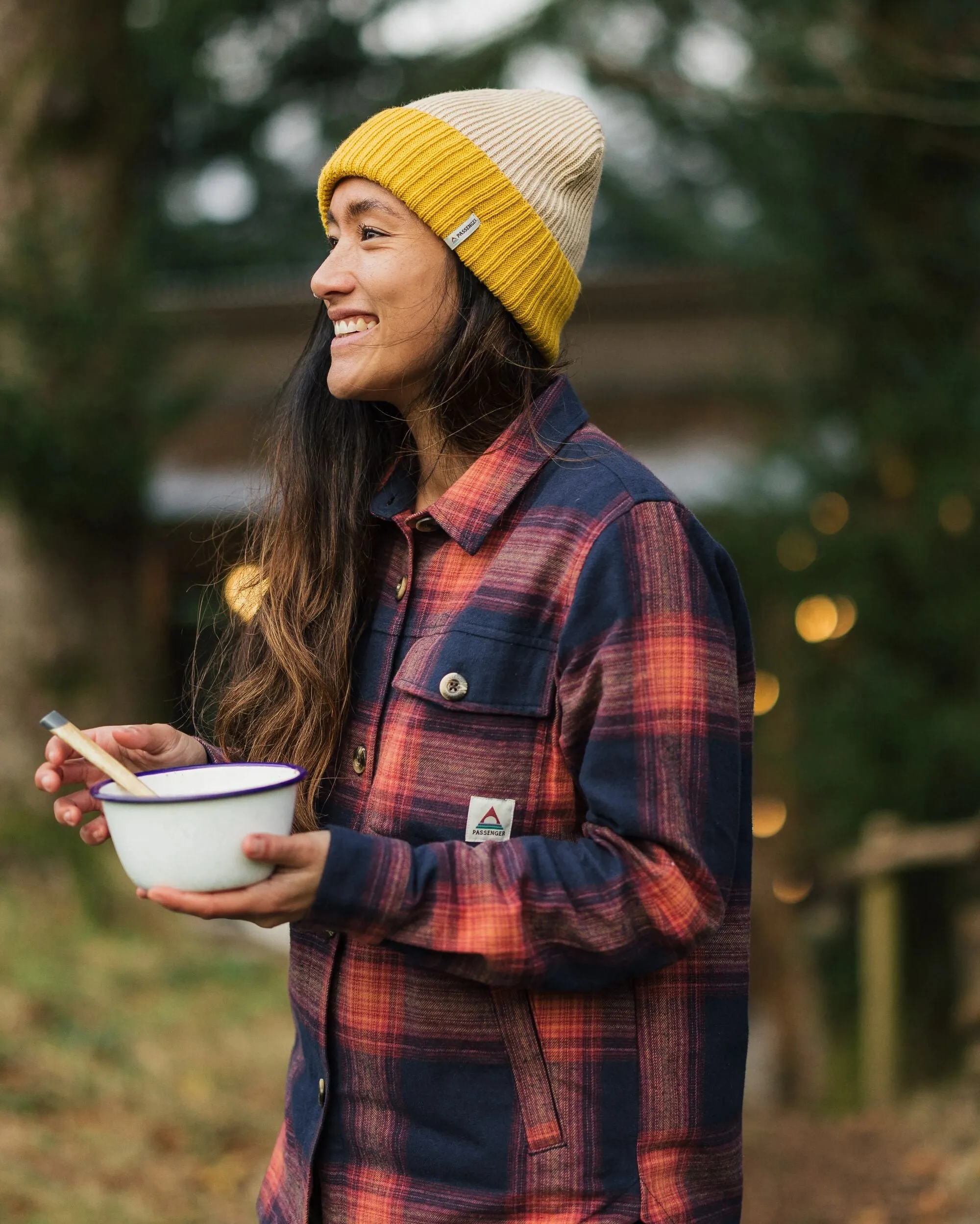 Stella Organic Cotton LS Shirt - Rich Navy/ Red Ochre Check natural fiber