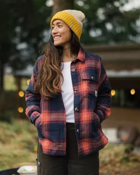 Sporty Look Multi Pocket Utility Stella Organic Cotton LS Shirt - Rich Navy/ Red Ochre Check