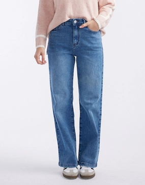 Simple Match Marlowe Stretch Straight Leg Jean - Mid Wash