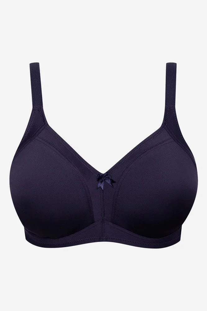 thermal fabric Non-slip material Plus Size 2 Pack Smooth Non Padded Wirefree Bra Navy And Natural