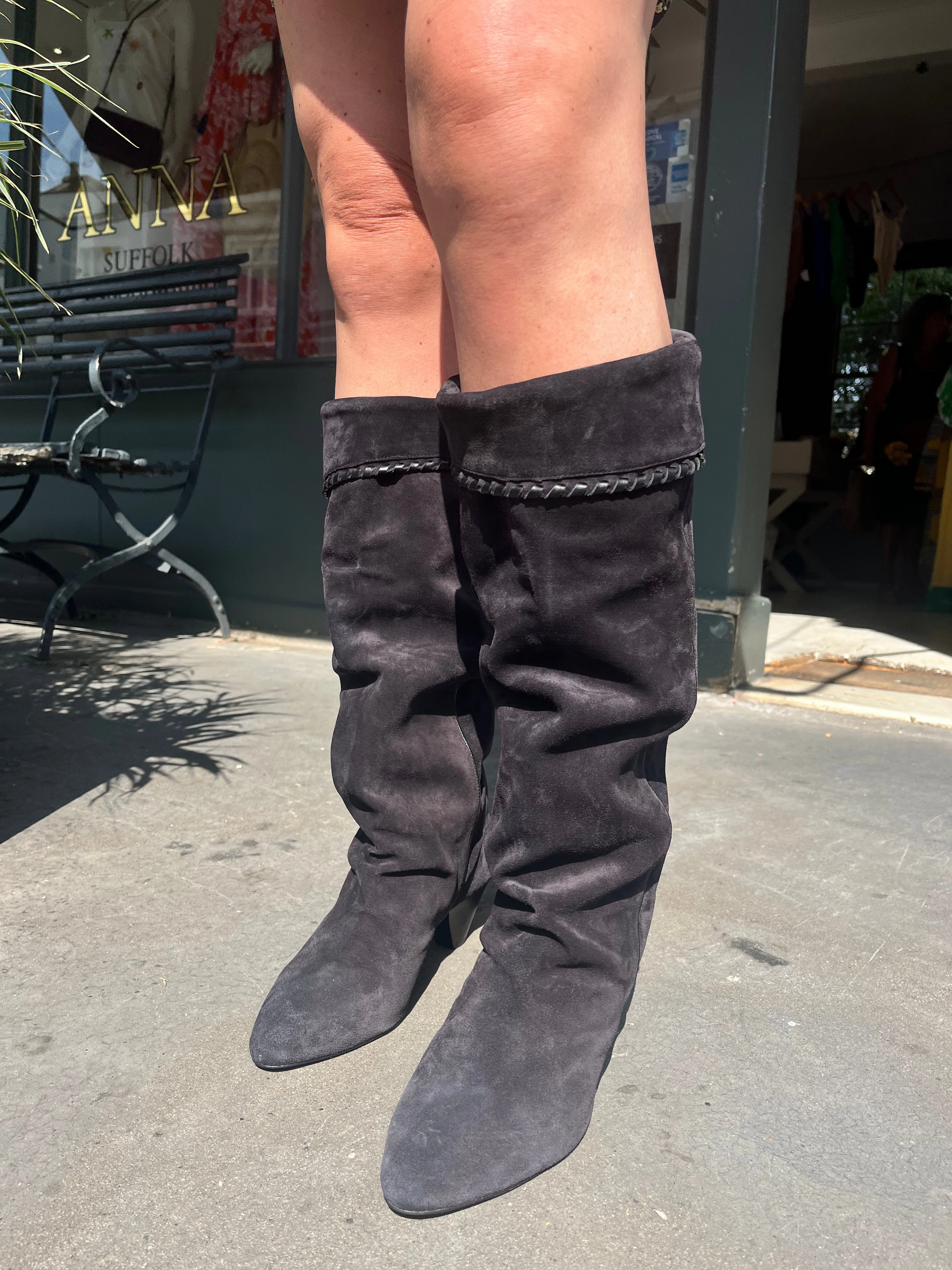 Reinforced Form Work Commute All Weather Rough Terrain Isabel Marant Elita High Boots in Faded Black
