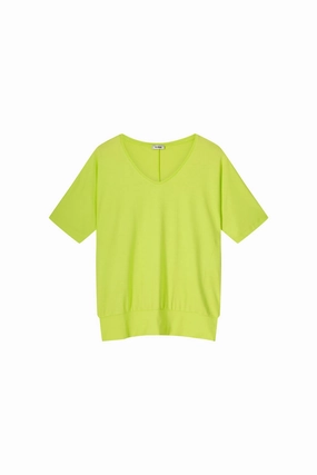 Jennifer Basic Top - Cyber Lime Reflective Accent Trim Low Impact Manufacturing