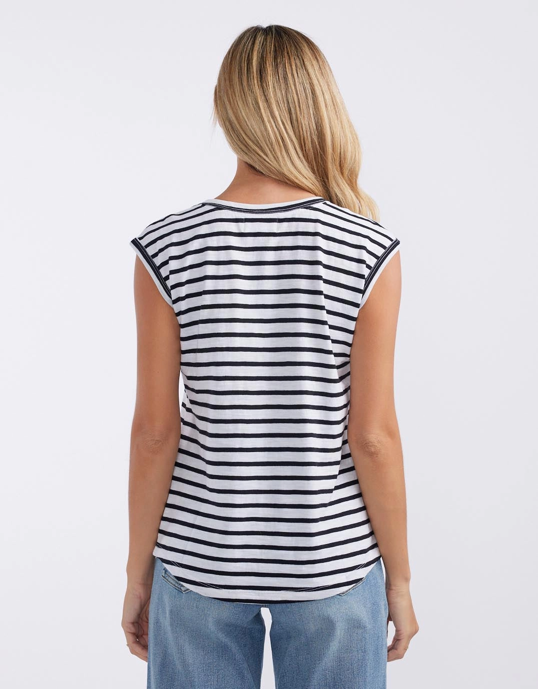 Cali Scoop Tank - White/Black Stripe made in Europe