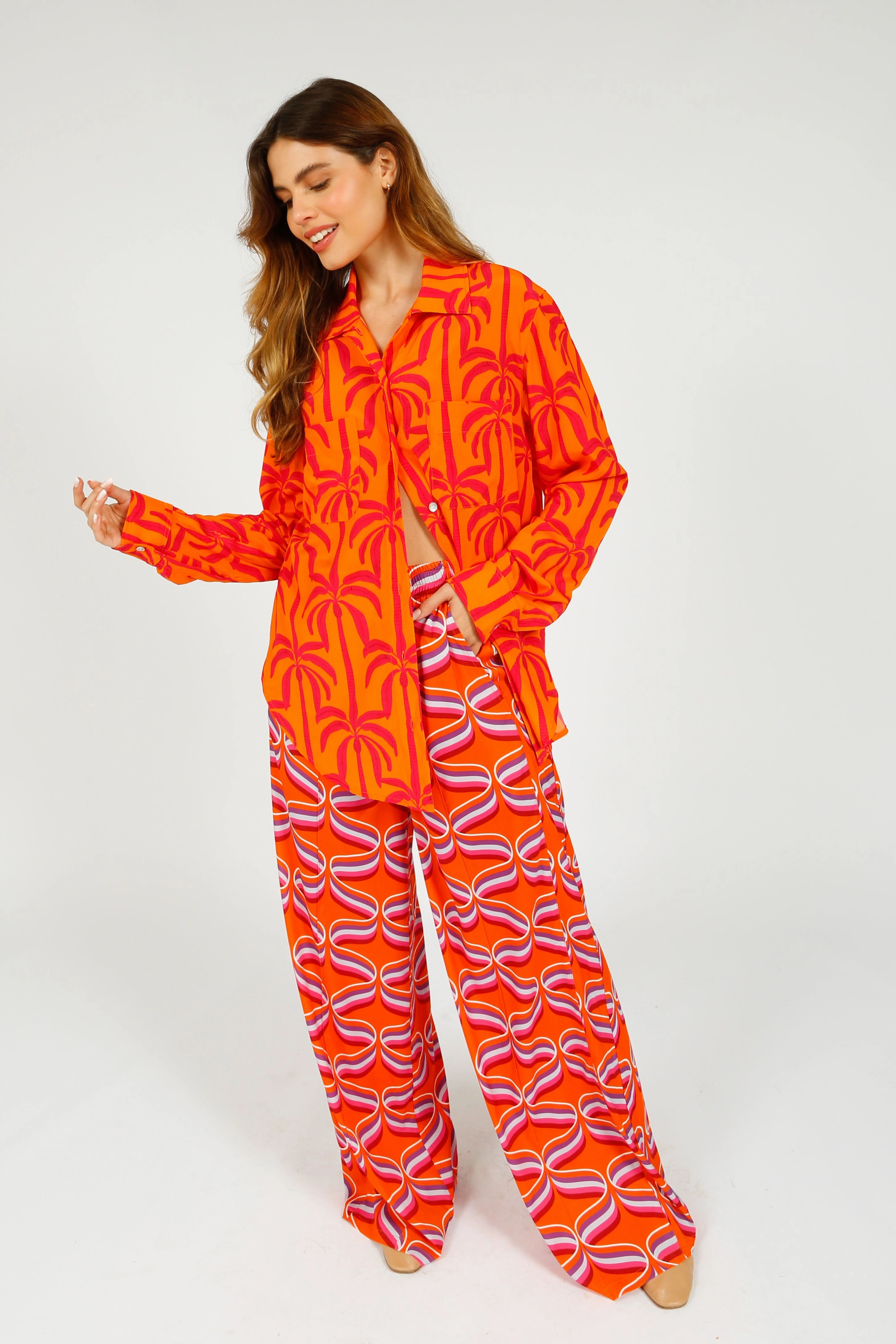 StretchFabric Tight Cut PP Kylie Trousers in Ribbon Orange