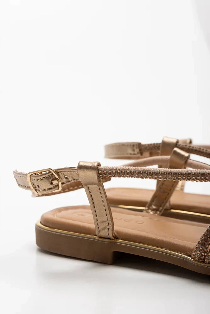 Light Travel Diamante Strappy Sandal Metallic
