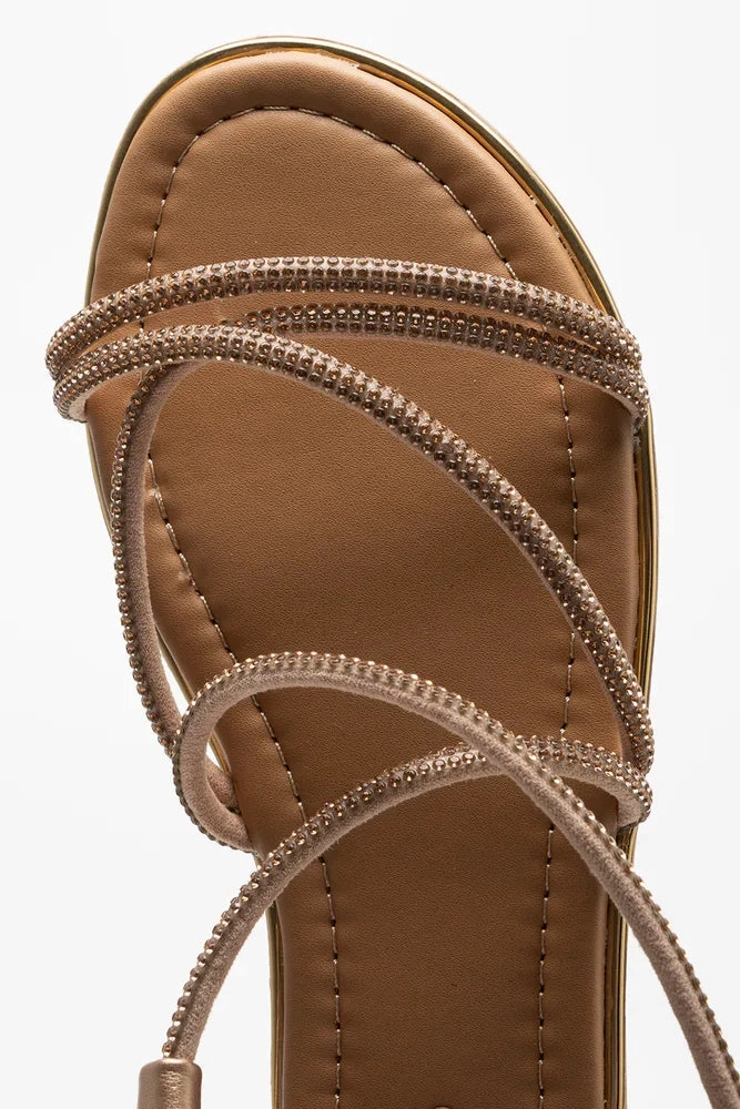 Diamante Strappy Sandal Metallic Quick Slip