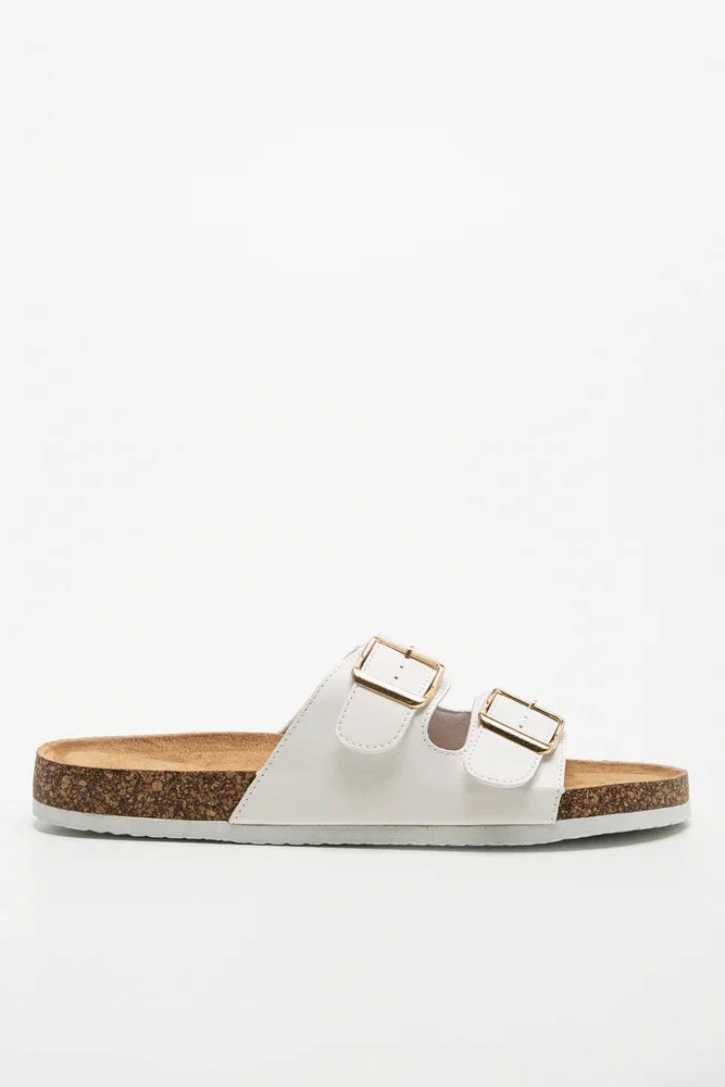 Drive Day Cool Surface Double Strap Footbed Sandal White