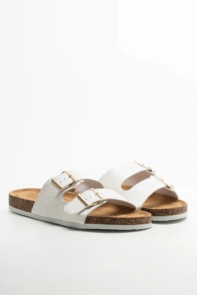 Double Strap Footbed Sandal White Footwear for Summer slim fit