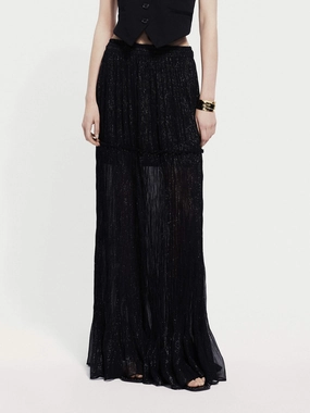 Wrap style Matte Finish Metallic Textured Maxi Skirt
