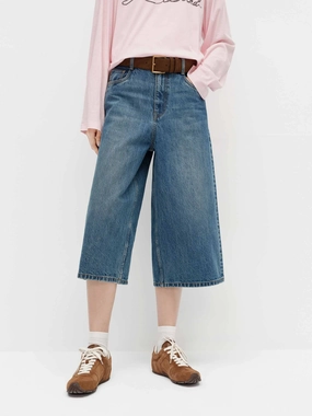 Cotton Midi Length Shorts Flexible Side Panels