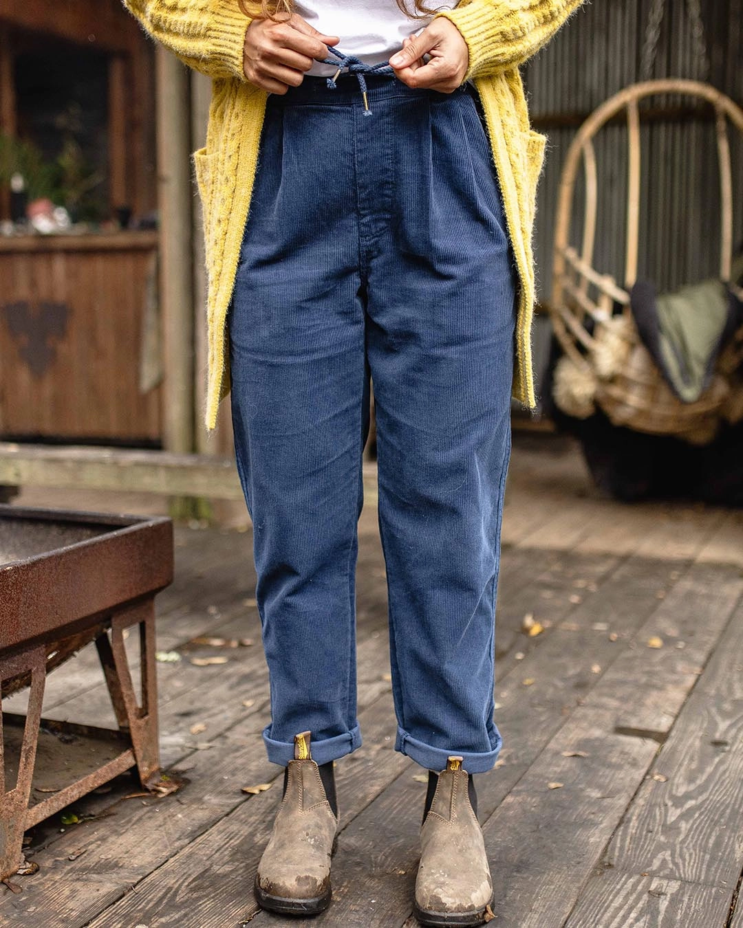 Sporty Comfort Wear Quick Comfort Fit Compass Recycled Corduroy Trouser - Dark Denim