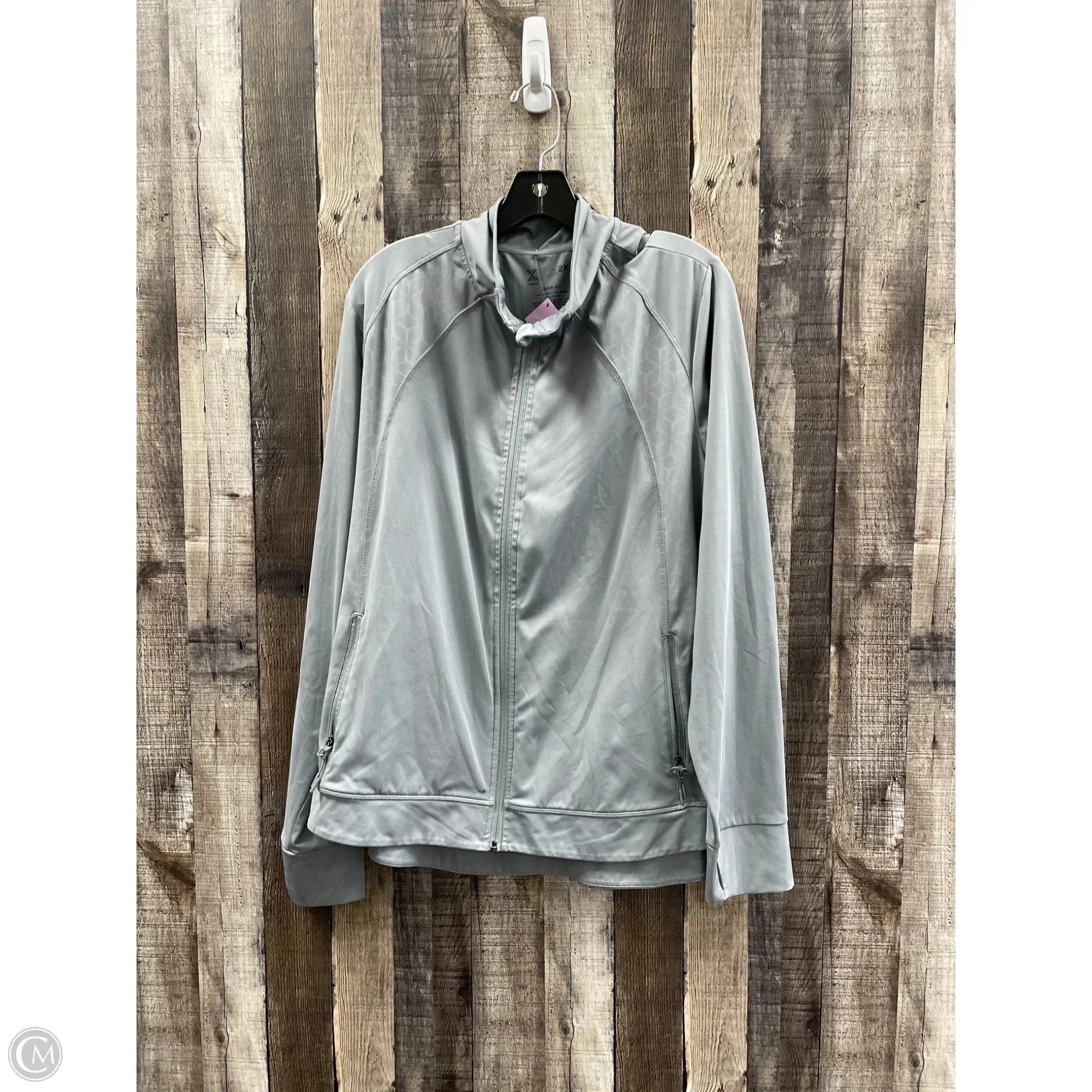 Athletic Jacket By Xersion In Grey, Size: 2x PerimeterStructuralBoning Stormproof Zipper