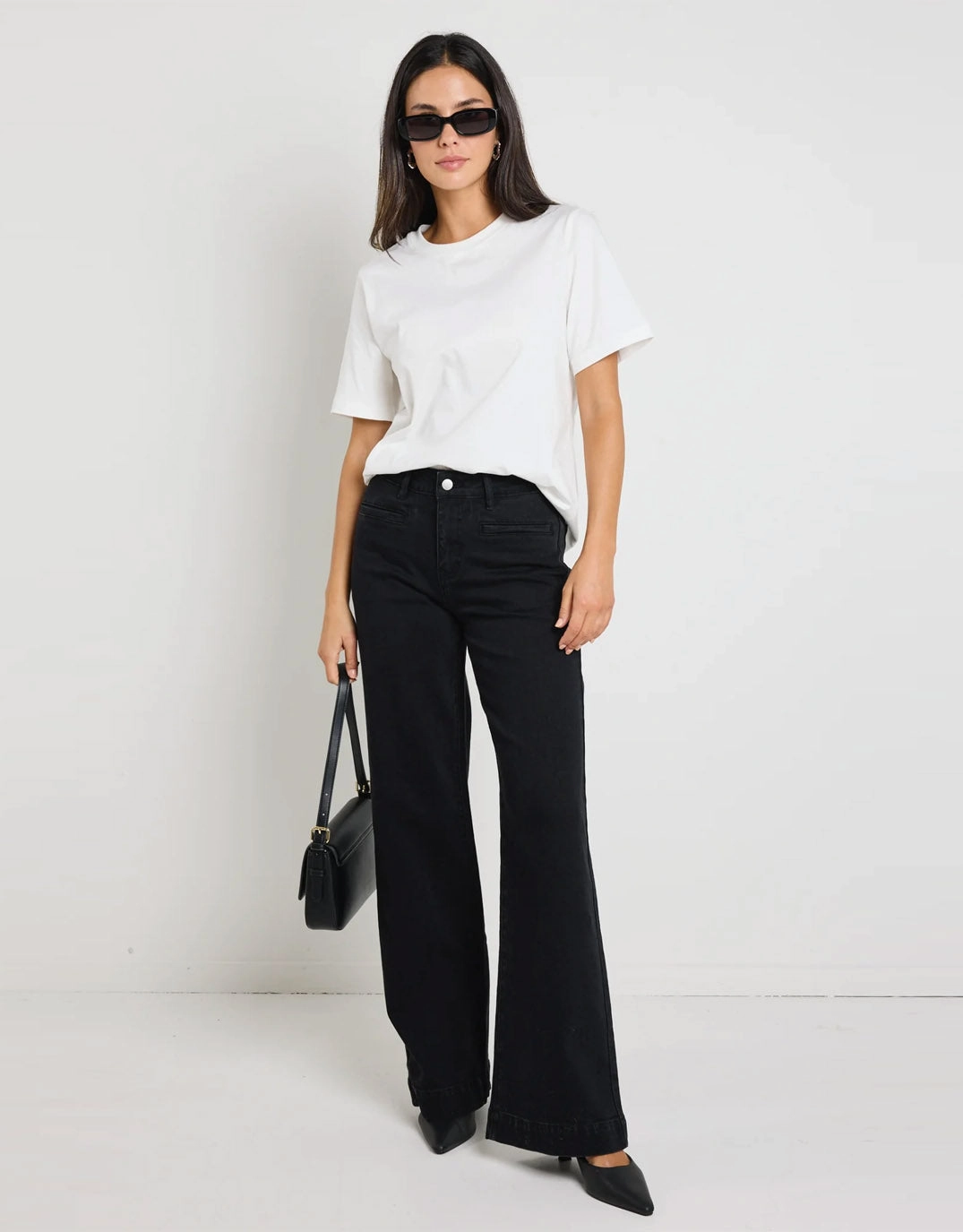 Concert Mid Rise Wide Leg Pocket Jean - Black Outdoor Comfort Shopping Day Vibrant Office Wear