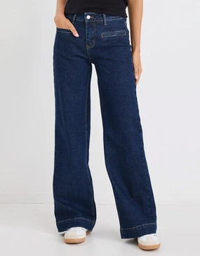 Concert Mid Rise Wide Leg Pocket Jean - Indigo Festival Outfit Minimalist Style Eco Friendly Production