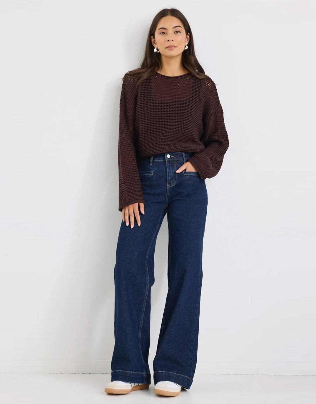 Formal City Walk Party Look Concert Mid Rise Wide Leg Pocket Jean - Indigo