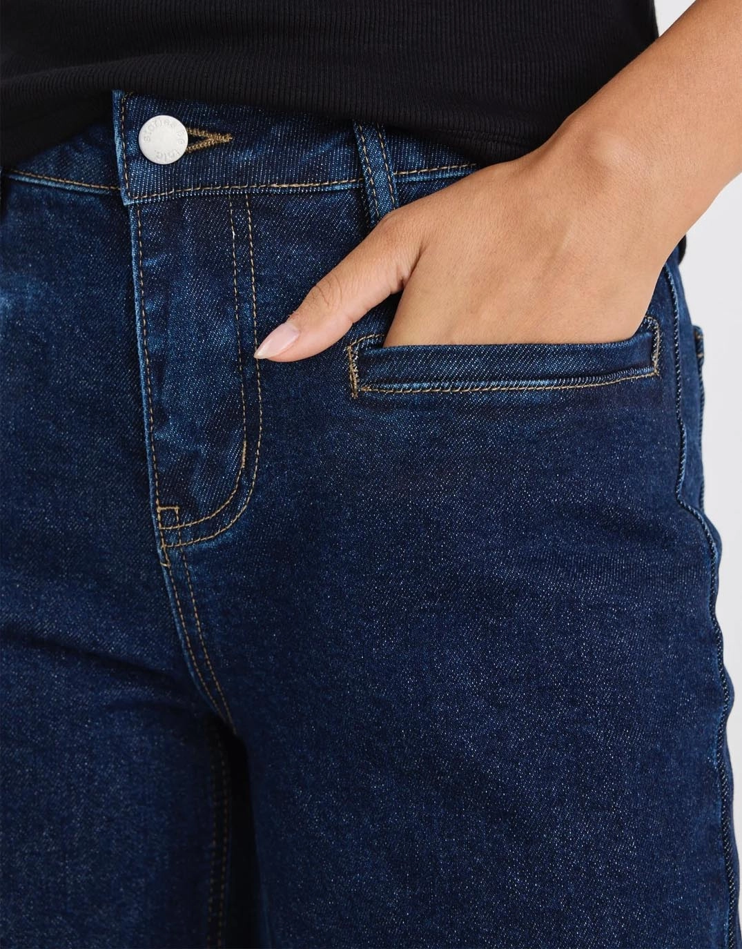 Casual Staple Anti Slip Belt Loops Concert Mid Rise Wide Leg Pocket Jean - Indigo