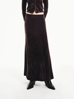 Layer Combo Floral Pattern Velvet Drawstring Waist Skirt
