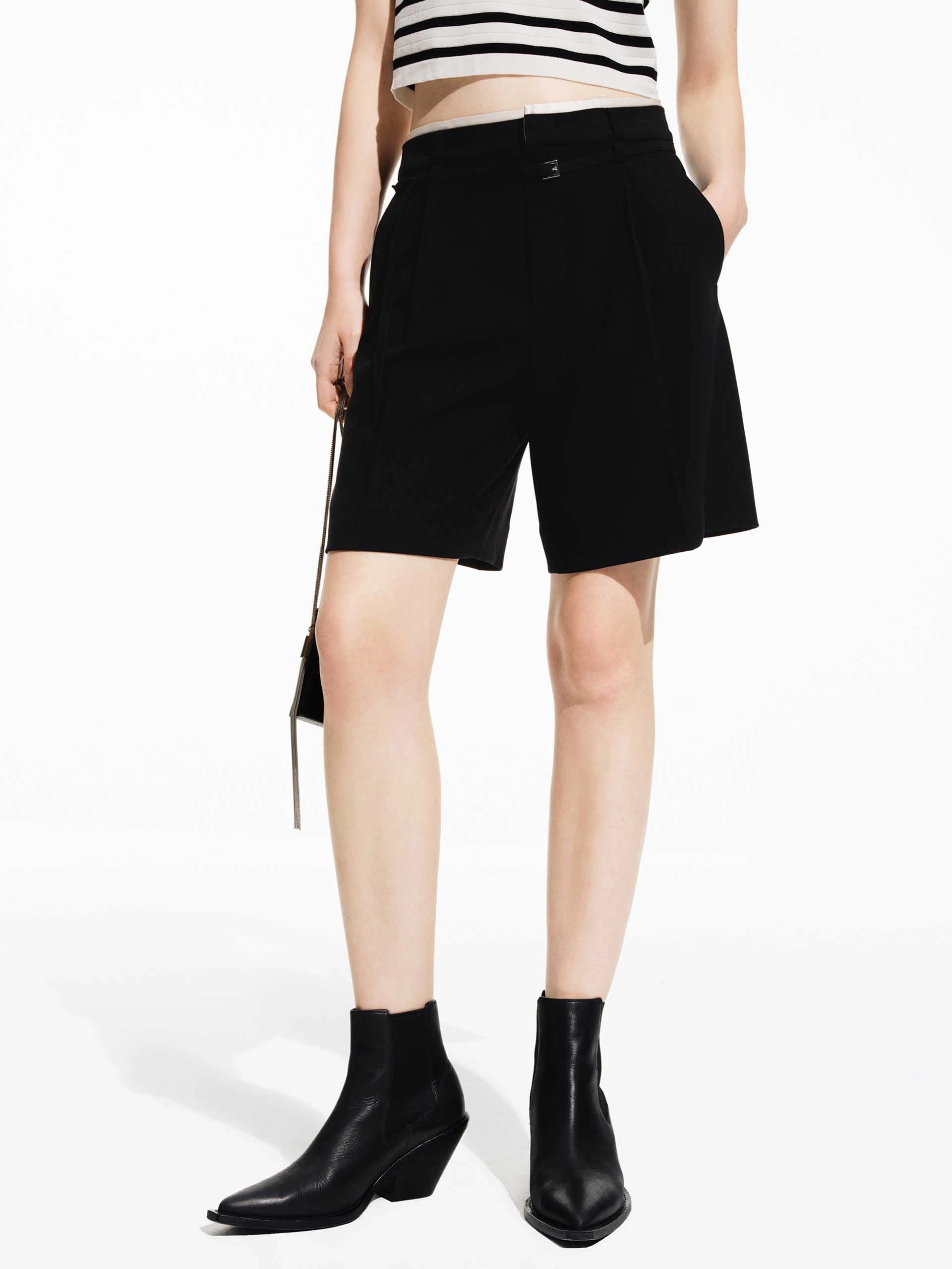 Daytime Style Casual Layer Contrast Detail Suit Shorts