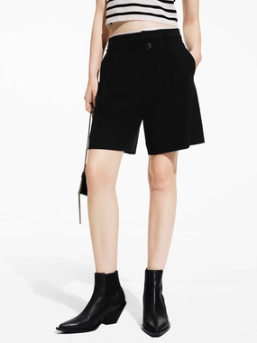 Daytime Style Casual Layer Contrast Detail Suit Shorts