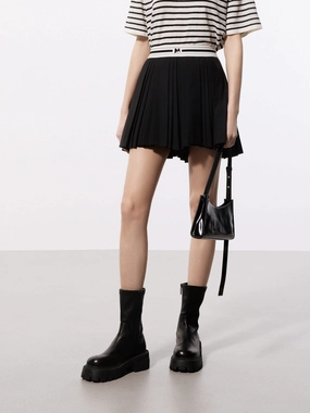Mood Match two piece outfit Contrast Waist Pleated Skort