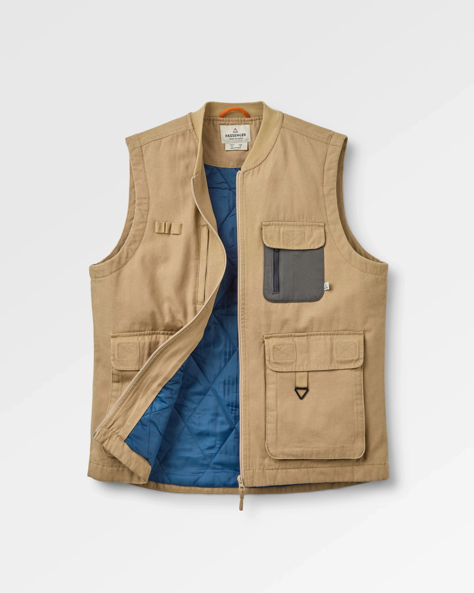 Explorers Organic Cotton Canvas Gilet - Stone Snow Block AdjustableHem
