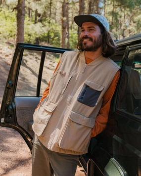 Explorers Organic Cotton Canvas Gilet - Stone AdjustableHood