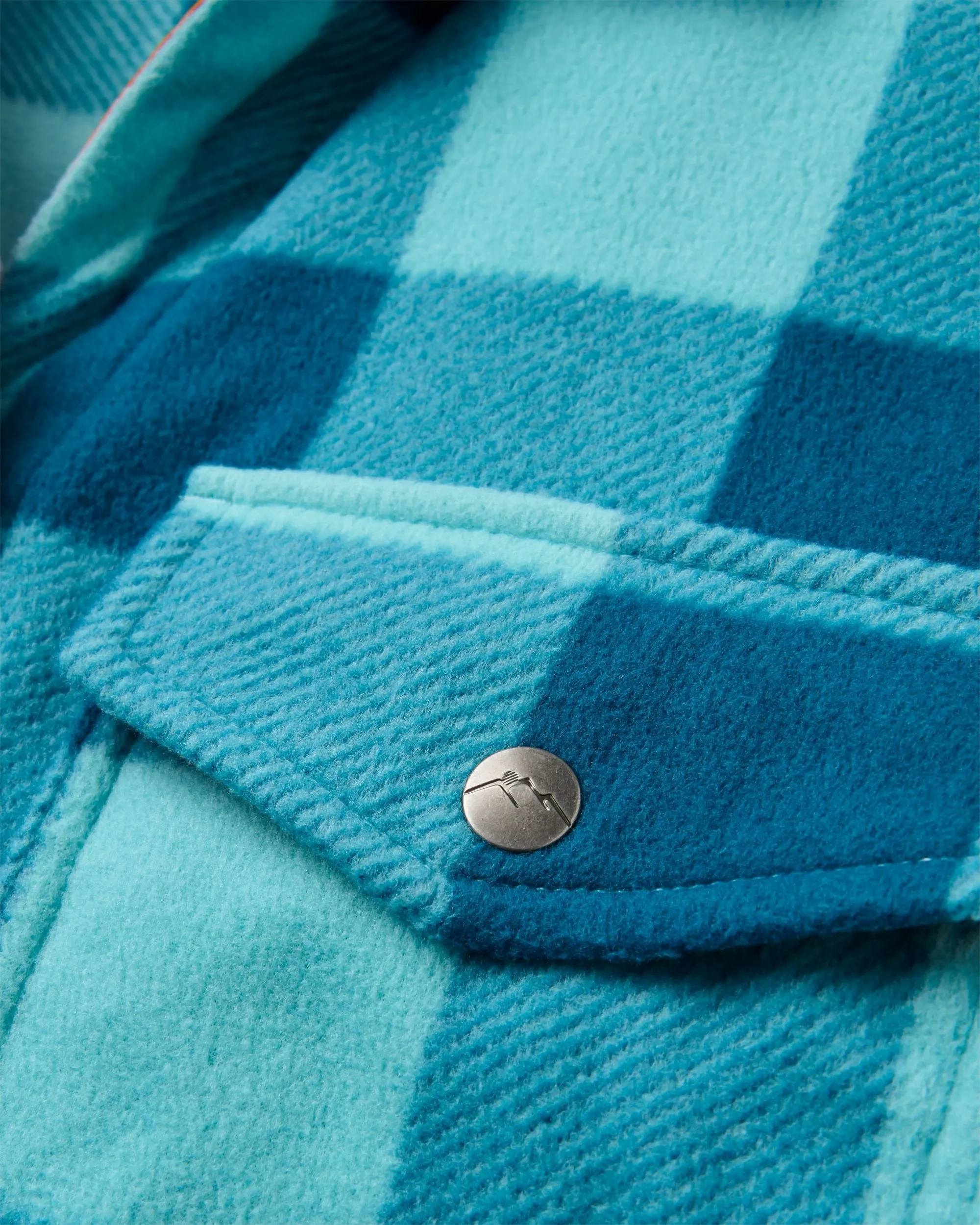 Eco Friendly Dye Casual Friday East Recycled Polar Fleece Shirt - Retro Blue Check