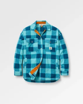 East Recycled Polar Fleece Shirt - Retro Blue Check Tall Option Moisture Management Tech