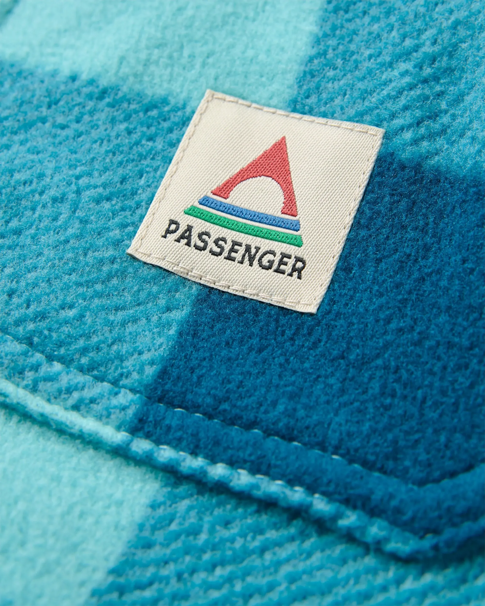 East Recycled Polar Fleece Shirt - Retro Blue Check Holiday Style