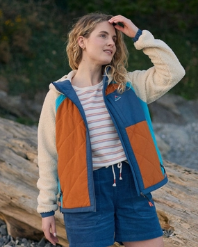 Lara Quilted Jacket - Oat/Sunset Orange Winter Fashion
