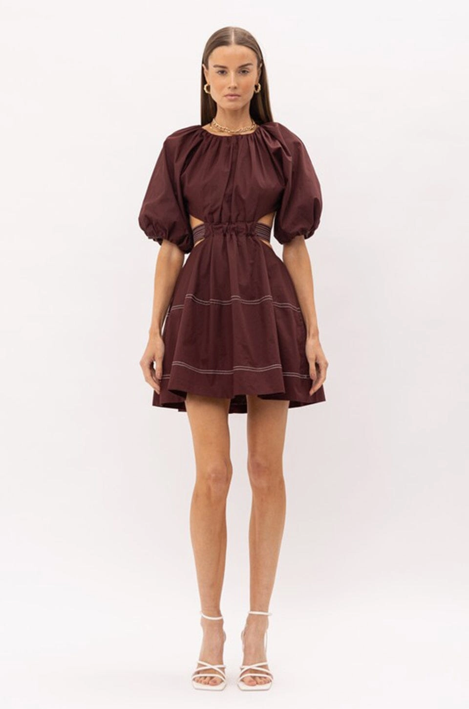 Limit Cut Out Mini Dress - Mocha Night Appeal Slimming Shape